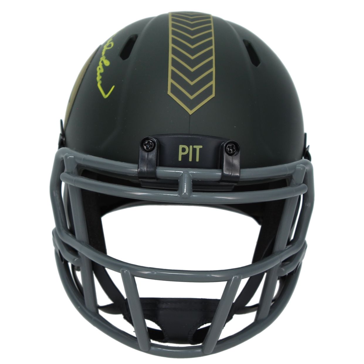 Terry Bradshaw Autographed Pittsburgh Steelers 2025 Salute to Service Speed Mini Helmet Beckett