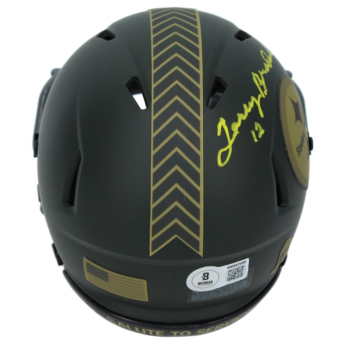 Terry Bradshaw Autographed Pittsburgh Steelers 2025 Salute to Service Speed Mini Helmet Beckett