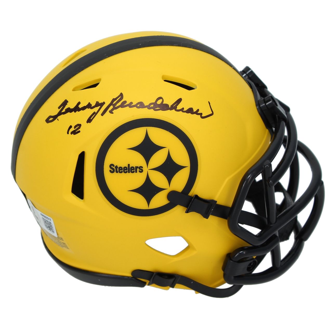 Terry Bradshaw Autographed Pittsburgh Steelers RAVE Speed Mini Helmet Beckett