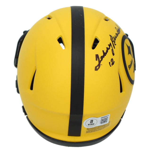 Terry Bradshaw Autographed Pittsburgh Steelers RAVE Speed Mini Helmet Beckett