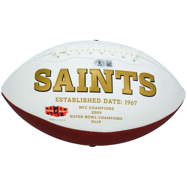 Drew Brees Autographed New Orleans Saints White Panel Football Beckett Witnessed