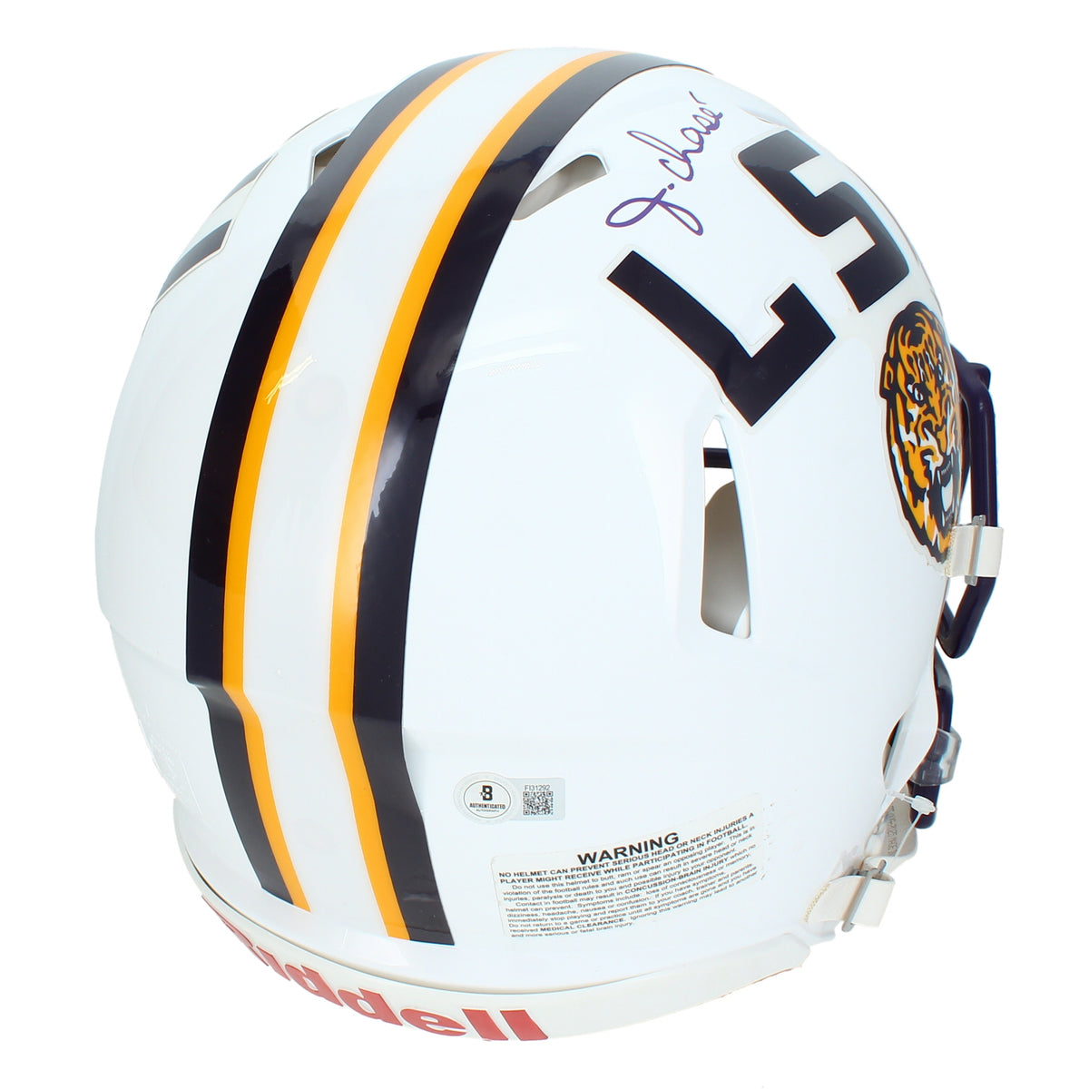 Ja'Marr Chase Autographed LSU Tigers White Alternate Speed Authentic Helmet Beckett