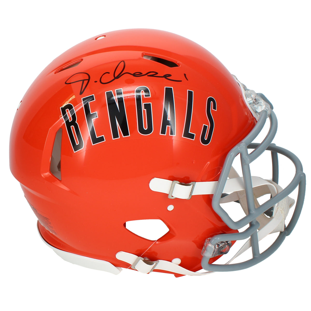 Ja'Marr Chase Autographed Cincinnati Bengals 1968-79 Throwback Speed Authentic Helmet Beckett
