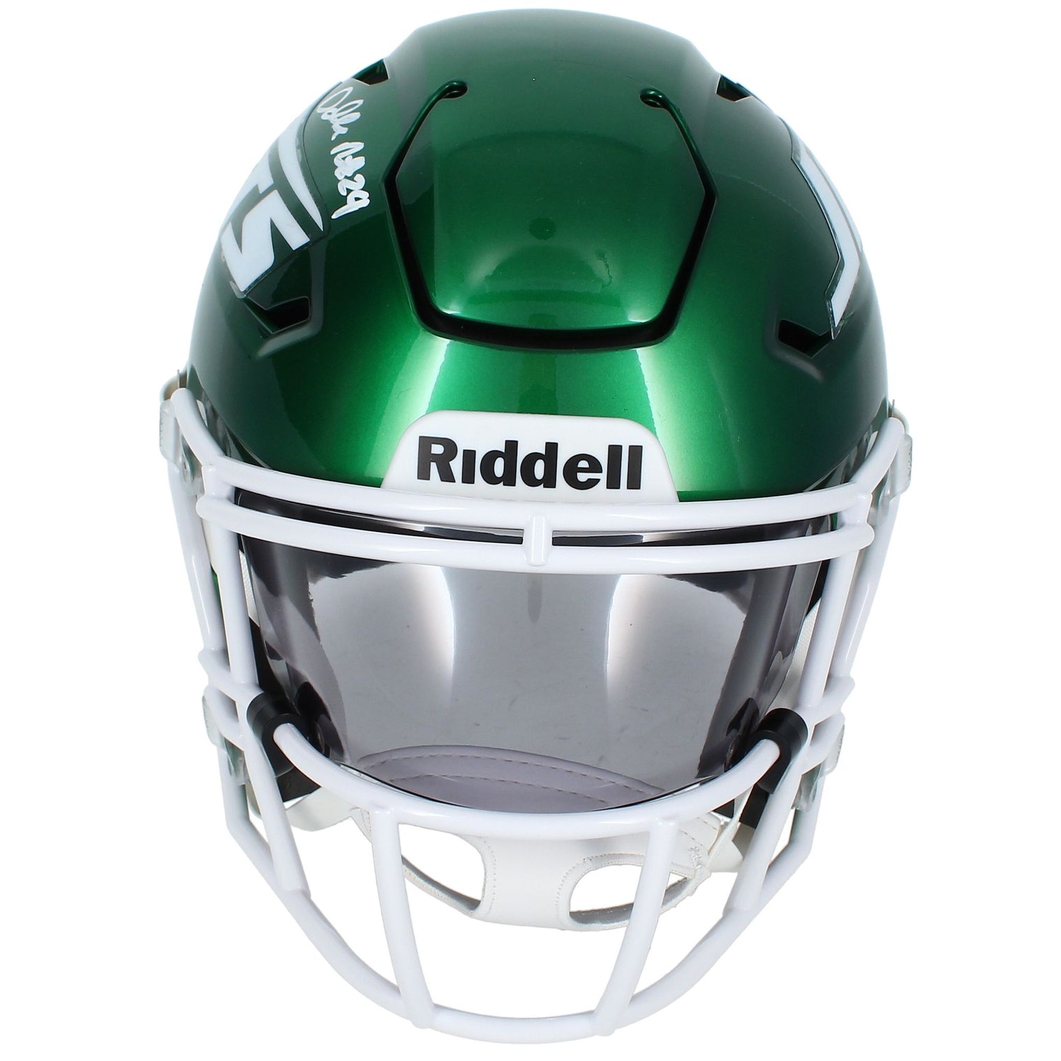 Darrelle Revis Autographed (White) New York Jets Speedflex Midi Helmet Beckett