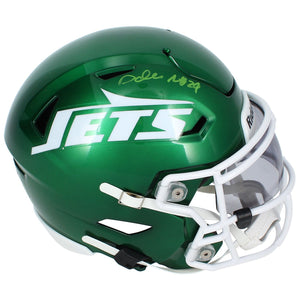 Darrelle Revis Autographed (Green) New York Jets Speedflex Midi Helmet Beckett
