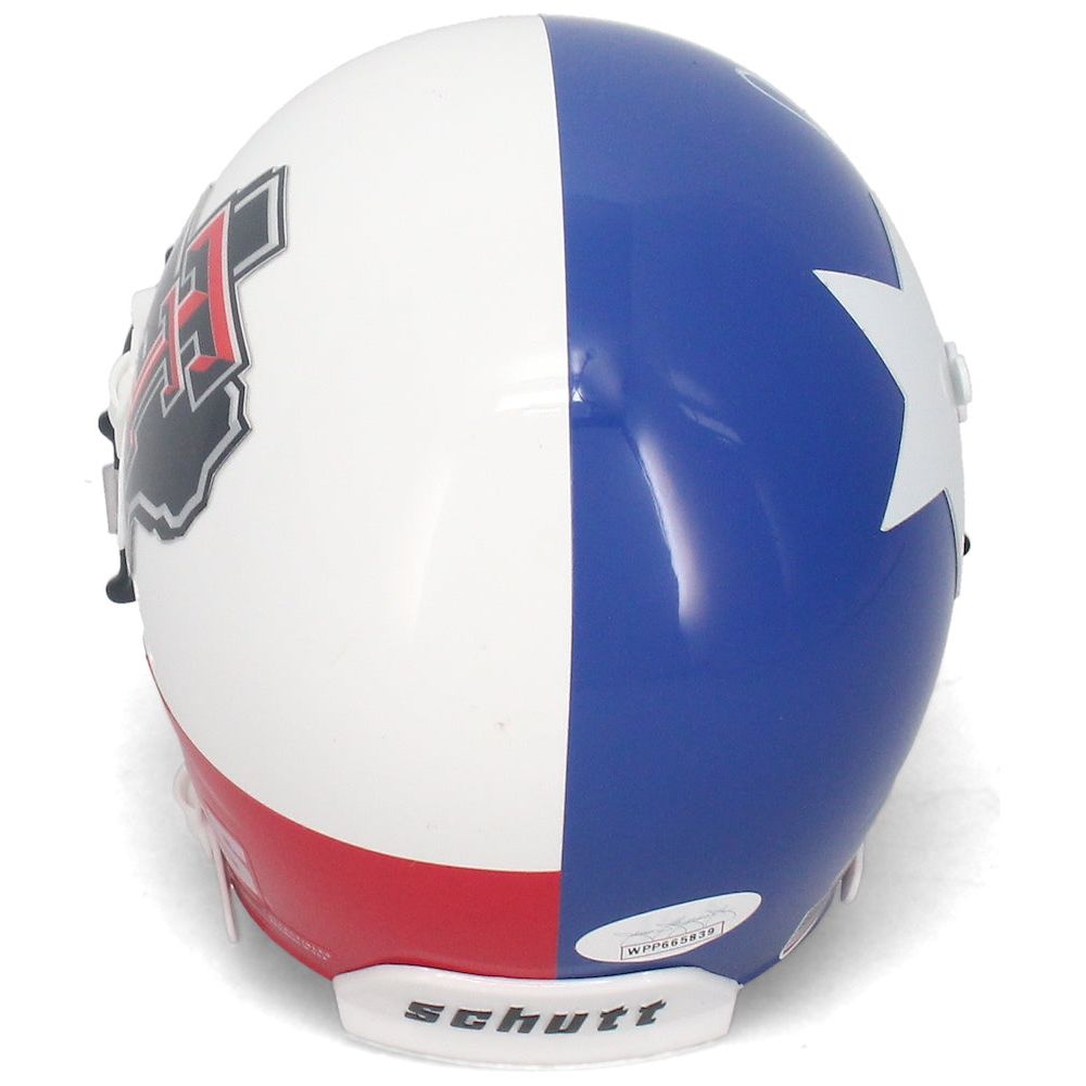 Patrick Mahomes Autographed Red Raiders Texas Flag Schutt Mini Helmet JSA