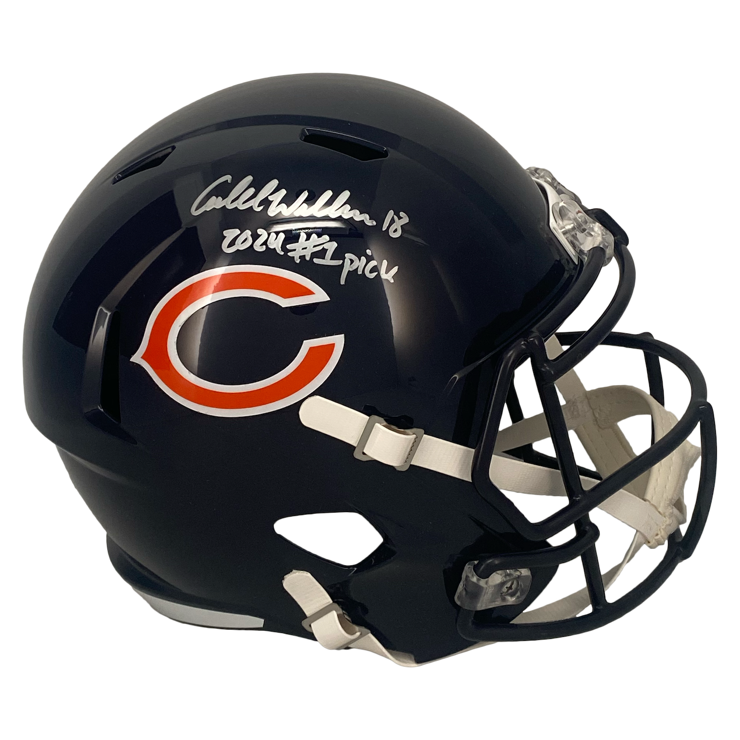Caleb Williams Autographed "#1 Pick 2024" Chicago Bears Full Size Speed Helmet Fanatics