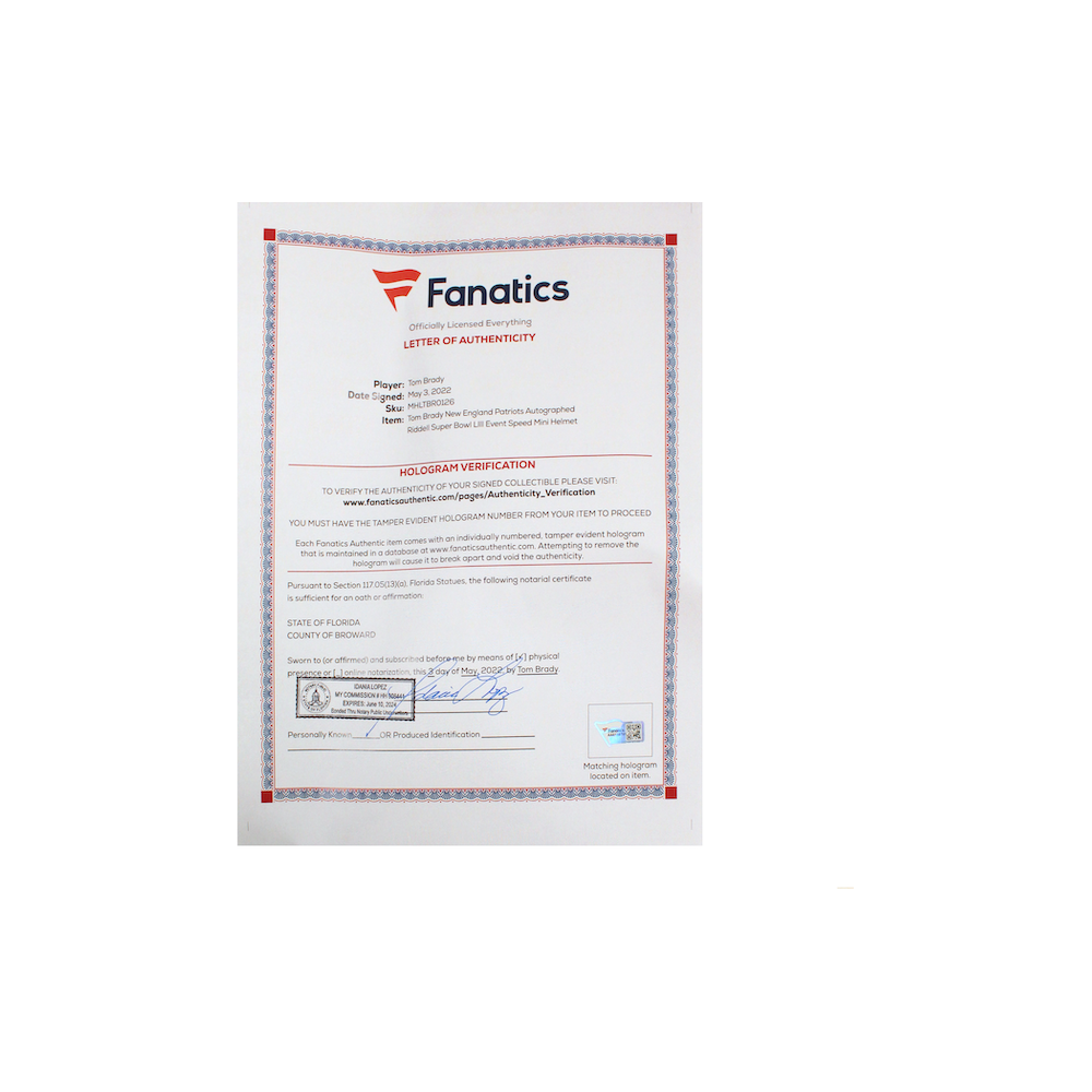 TOM BRADY Autographed New England Patriots Super Bowl 53 Mini Helmet FANATICS