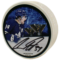 AUSTON MATTHEWS Autographed White Inglasco Rocket Richard Puck FANATICS LE 134