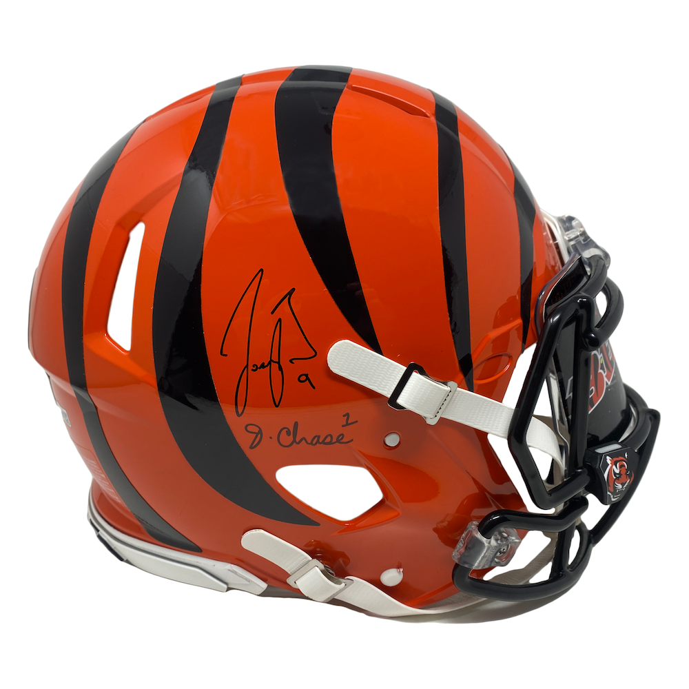 Joe Burrow / Ja'Marr Chase Cincinnati Bengals Autographed Authentic Helmet w/ Custom Visor Fanatics