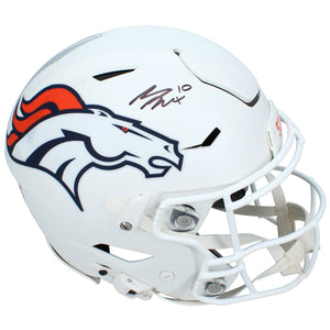 Bo Nix Autographed Denver Broncos White 2024 Alternate Speedflex Authentic Helmet Beckett