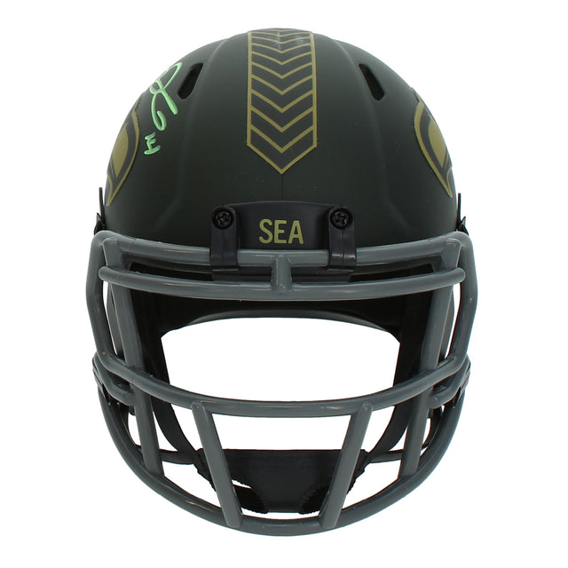 Sam Darnold Autographed Seattle Seahawks 2025 Salute to Service Speed Mini Helmet Beckett