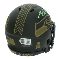 Sam Darnold Autographed Seattle Seahawks 2025 Salute to Service Speed Mini Helmet Beckett