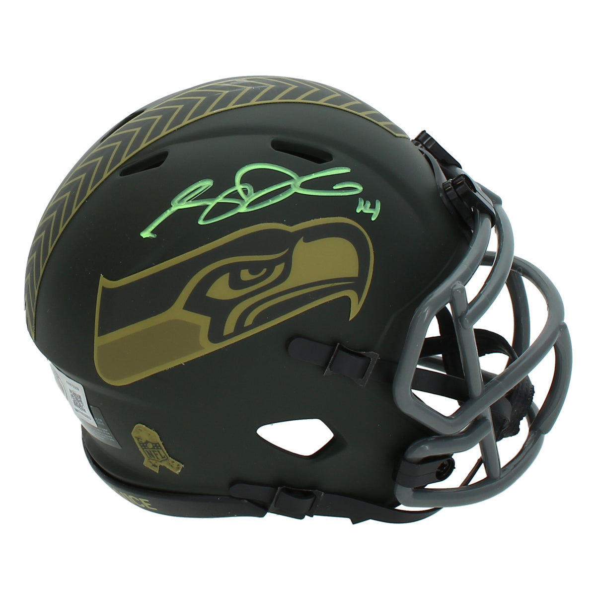 Sam Darnold Autographed Seattle Seahawks 2025 Salute to Service Speed Mini Helmet Beckett