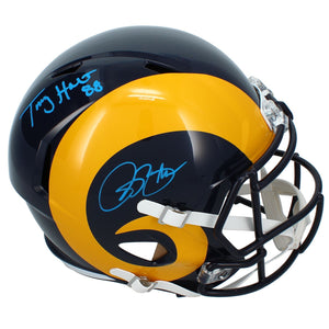 Isaac Bruce & Torry Holt Autographed Los Angeles Rams  1981-99 Throwback Speed Full Size Helmet Beckett