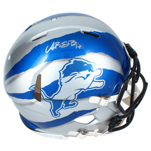 Amon-Ra St. Brown Autographed Detroit Lions ECC Custom Painted "Ripped" Speed Authentic Helmet Beckett
