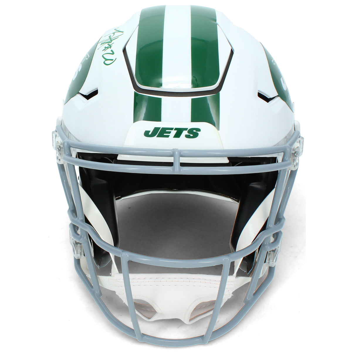 Breece Hall Autographed New York Jets White 2024 Alternate Onfield Classic Speedflex Authentic Helmet Beckett