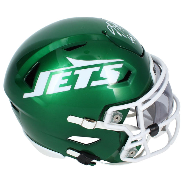 Breece Hall Autographed New York Jets SpeedFlex Midi Helmet Beckett Witnessed