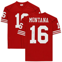 Joe Montana Autographed San Francisco 49ers Mitchell &amp; Ness Red Replica Jersey Fanatics