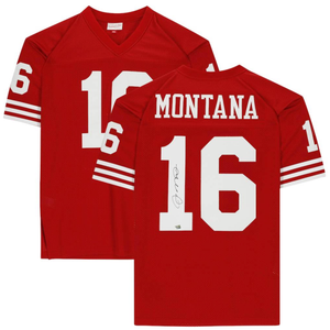 Joe Montana Autographed San Francisco 49ers Mitchell &amp; Ness Red Replica Jersey Fanatics