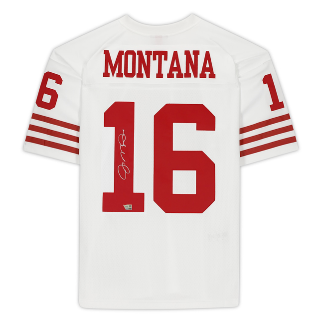 Joe Montana Autographed San Francisco 49ers White Mitchell & Ness Legacy Collection Jersey Fanatics
