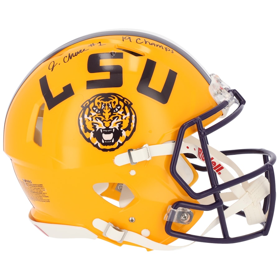 JA'MARR CHASE Autographed "19 Champs" LSU Tigers Speed Authentic Helmet FANATICS