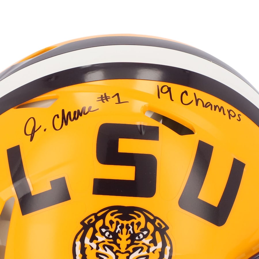 JA'MARR CHASE Autographed "19 Champs" LSU Tigers Speed Authentic Helmet FANATICS