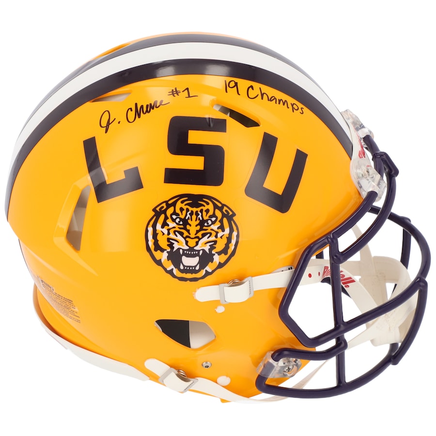 JA'MARR CHASE Autographed "19 Champs" LSU Tigers Speed Authentic Helmet FANATICS
