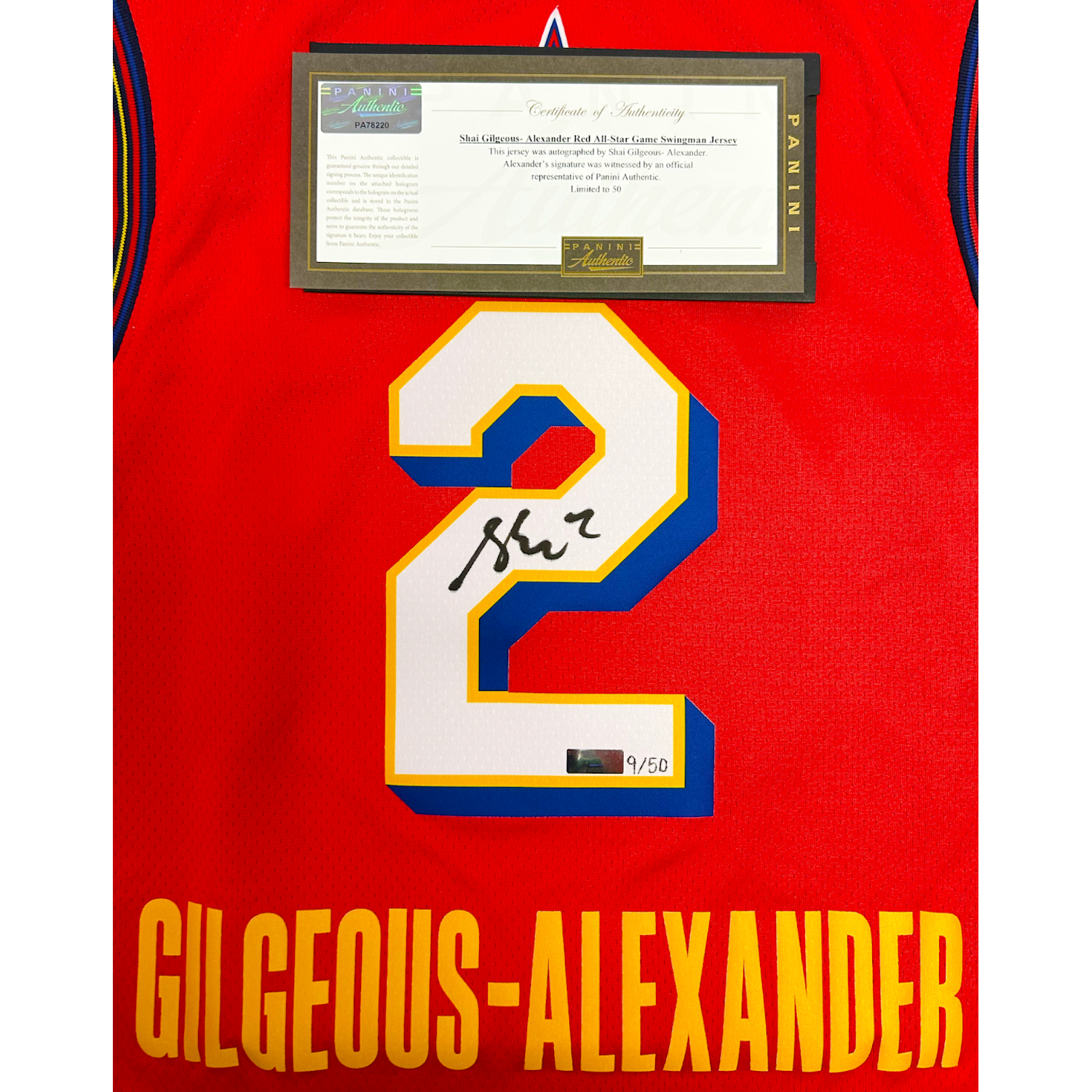 Shai Gilgeous-Alexander Autographed OKC Red Nike 2025 NBA All-Star Game Swingman Jersey Panini LE 50