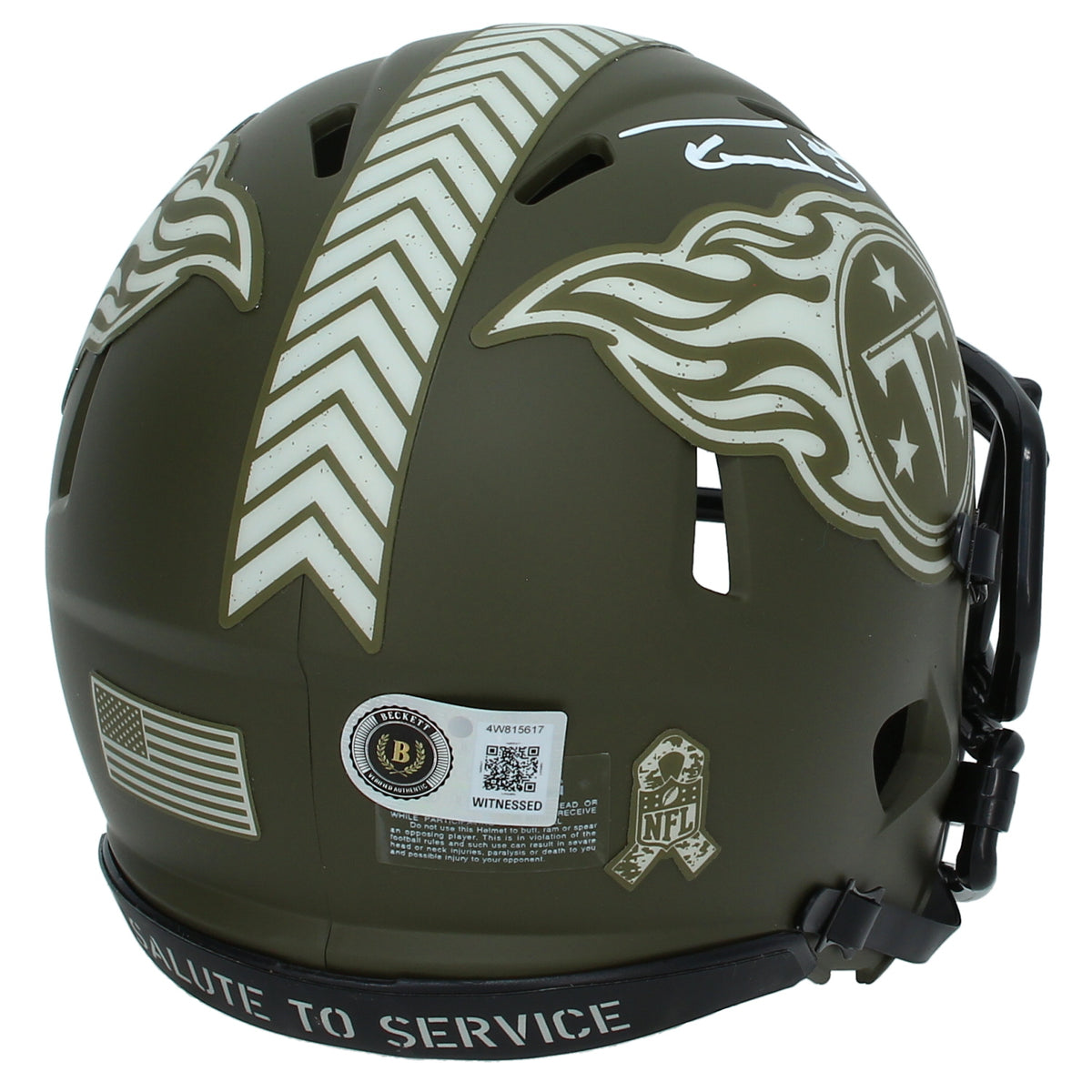 Taylor Lewan Autographed Tennessee Titans 2022 Salute to Service Speed Mini Helmet Beckett
