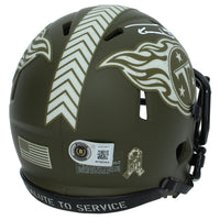 Taylor Lewan Autographed Tennessee Titans 2022 Salute to Service Speed Mini Helmet Beckett