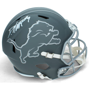 Derrick Moore Autographed Detroit Lions Slate Speed Full Size Helmet Beckett