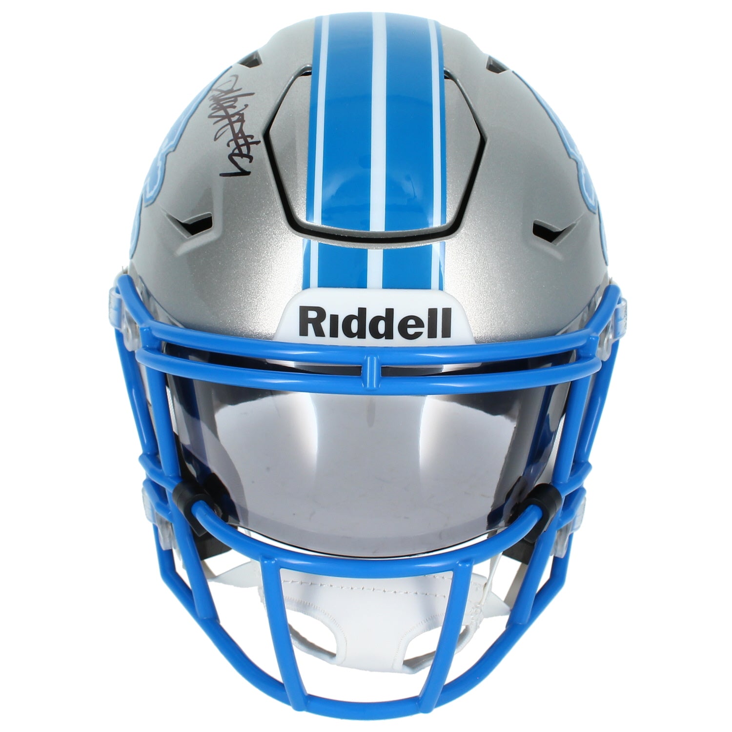 Derrick Moore Autographed Detroit Lions Speedflex Midi Helmet Beckett Witnessed
