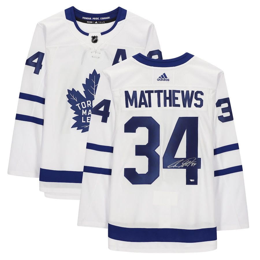 AUSTON MATTHEWS Autographed Toronto Maple Leafs Authentic Captain White Adidas Jersey FANATICS