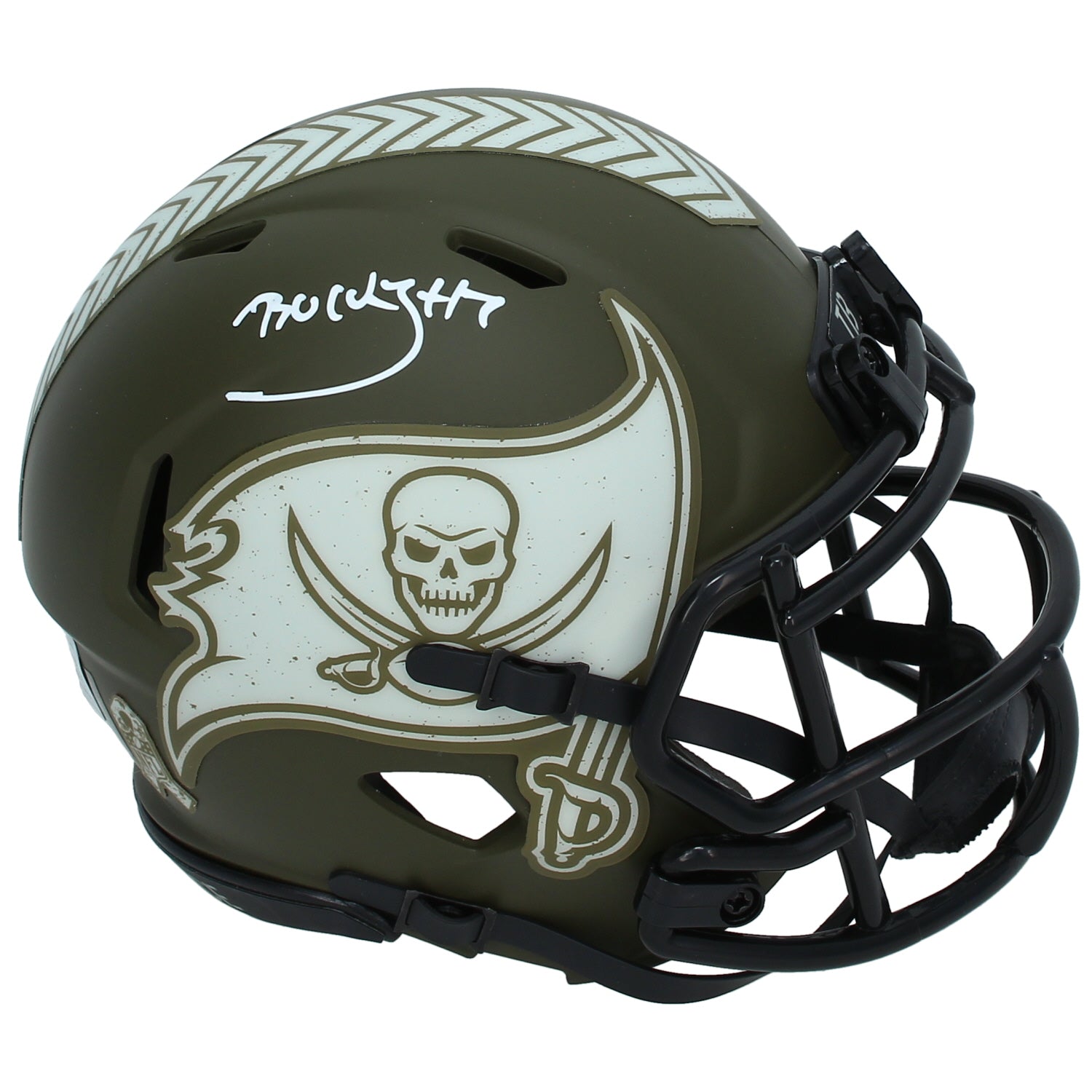 Bucky Irving Autographed Tampa Bay Buccaneers 2022 Salute to Service Speed Mini Helmet Beckett