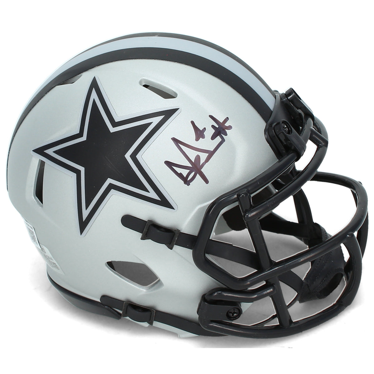 Dak Prescott Autographed Dallas Cowboys RAVE Speed Mini Helmet Beckett Witnessed