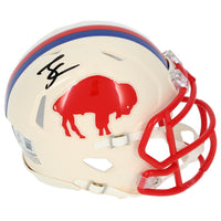 James Cook Autographed Buffalo Bills RETRO Speed Mini Helmet Beckett Witnessed