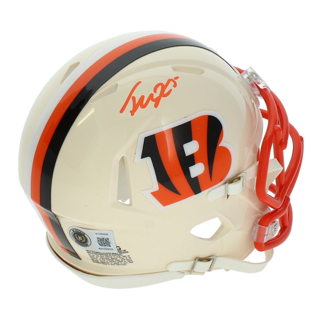 Tee Higgins Autographed Cincinnati Bengals RETRO Speed Mini Helmet Beckett