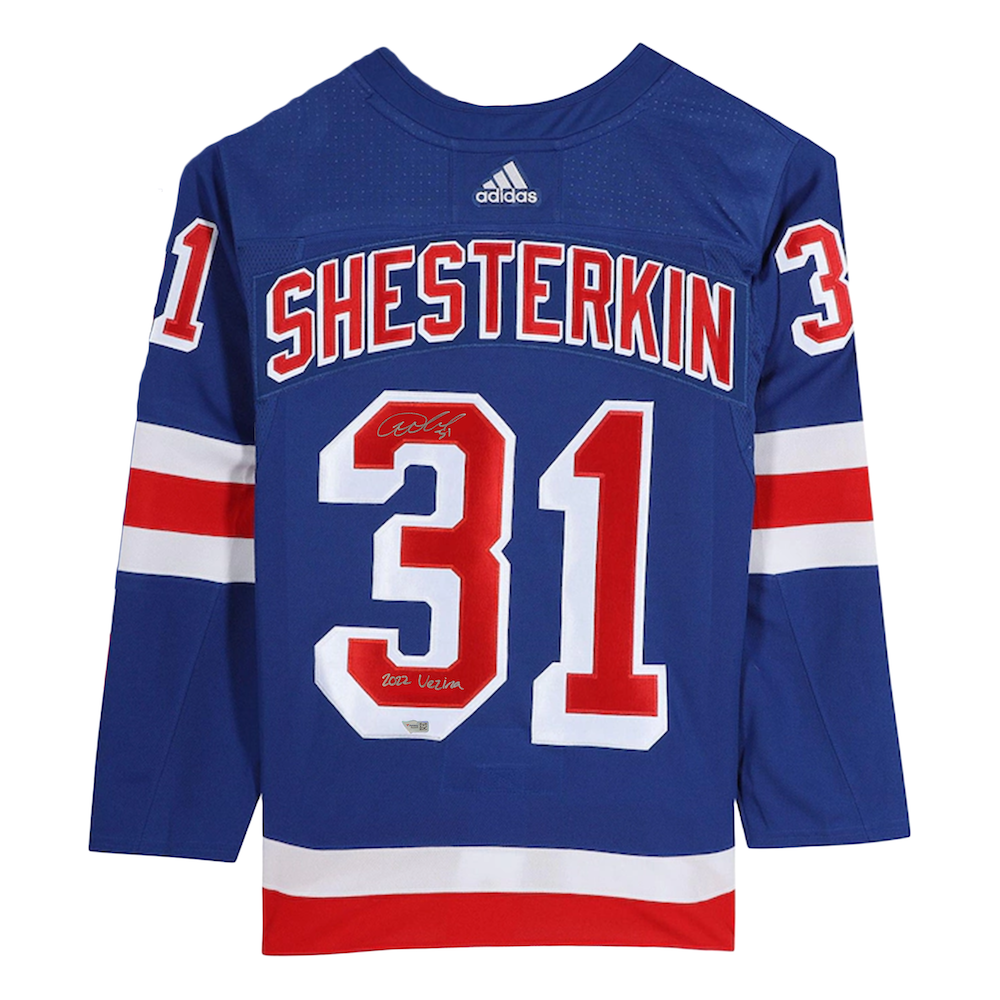 IGOR SHESTERKIN Autographed 2022 Vezina New York Rangers Authentic Blue Jersey FANATICS