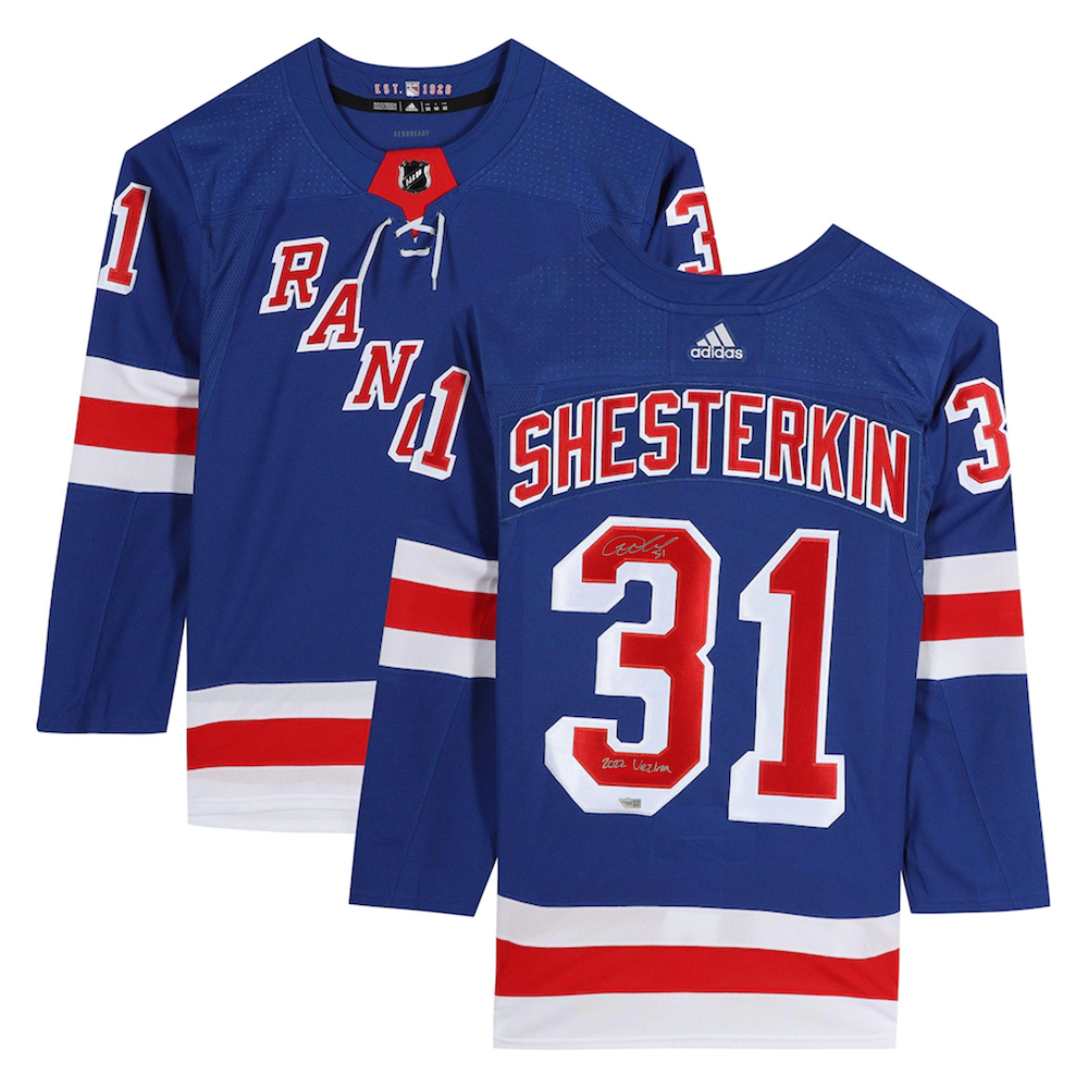 IGOR SHESTERKIN Autographed 2022 Vezina New York Rangers Authentic Blue Jersey FANATICS