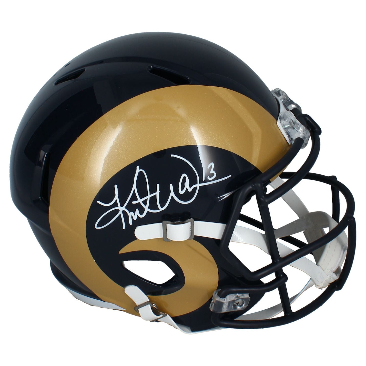 Kurt Warner Autographed Rams Throwback Full Size Speed Helmet Beckett