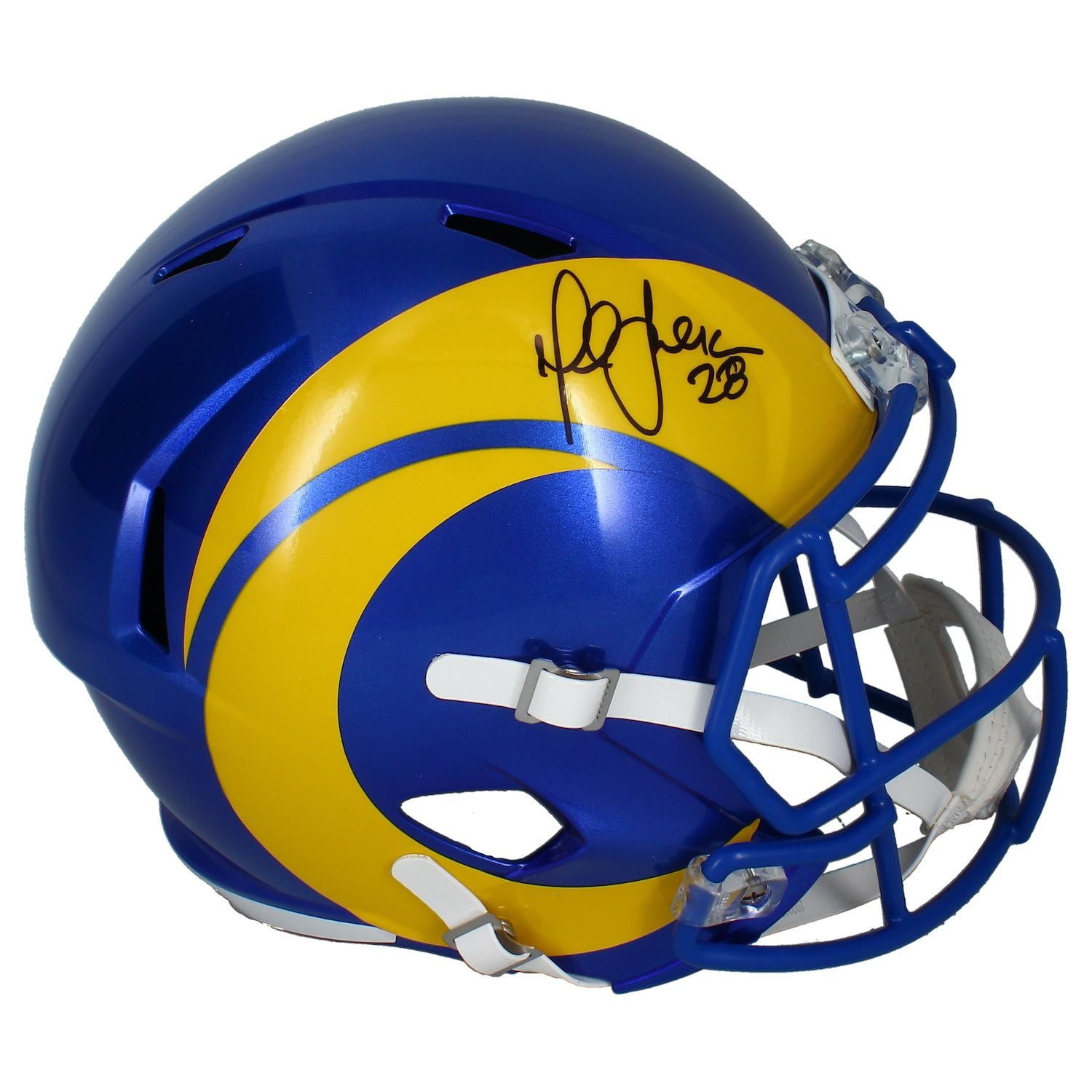 Marshall Faulk Autographed Los Angeles Rams Full Size Speed Helmet Beckett
