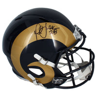 Marshall Faulk Autographed Rams Throwback Full Size Speed Helmet Beckett