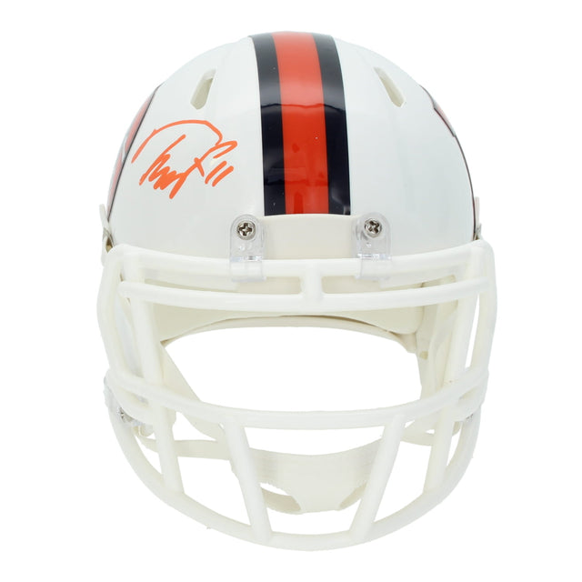 Troy Franklin Autographed Denver Broncos White 2023 Alternate Speed Mini Helmet Beckett