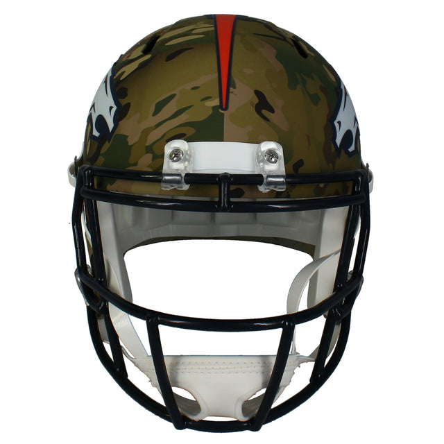 Troy Franklin Autographed Broncos Camo Full Size Speed Helmet Beckett