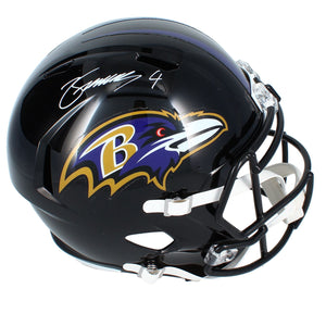 Zay Flowers Autographed Baltimore Ravens Full Size Replica Speed Helmet Beckett