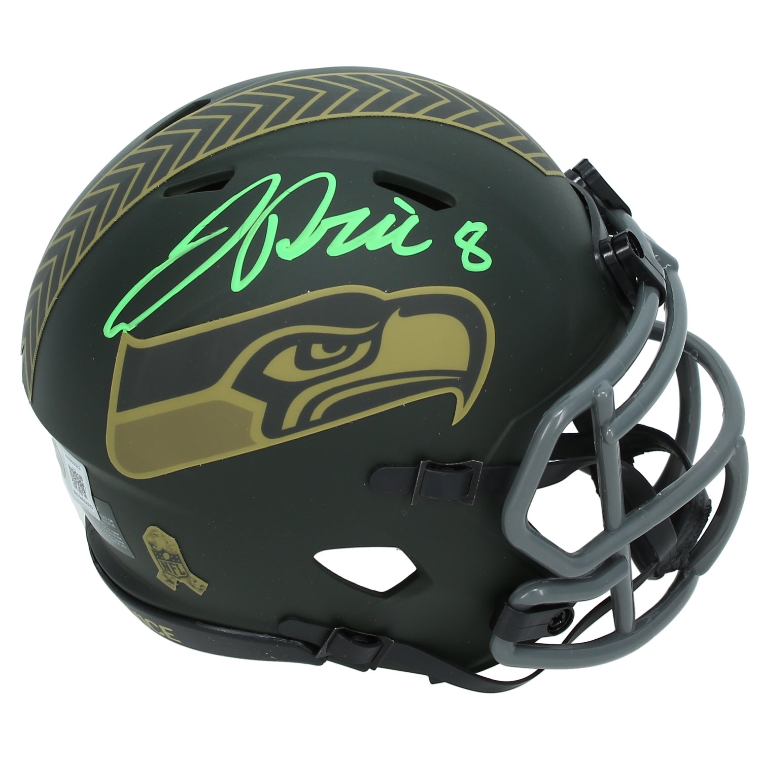 Jadarian Price Autographed Seattle Seahawks 2025 Salute to Service Speed Mini Helmet Beckett