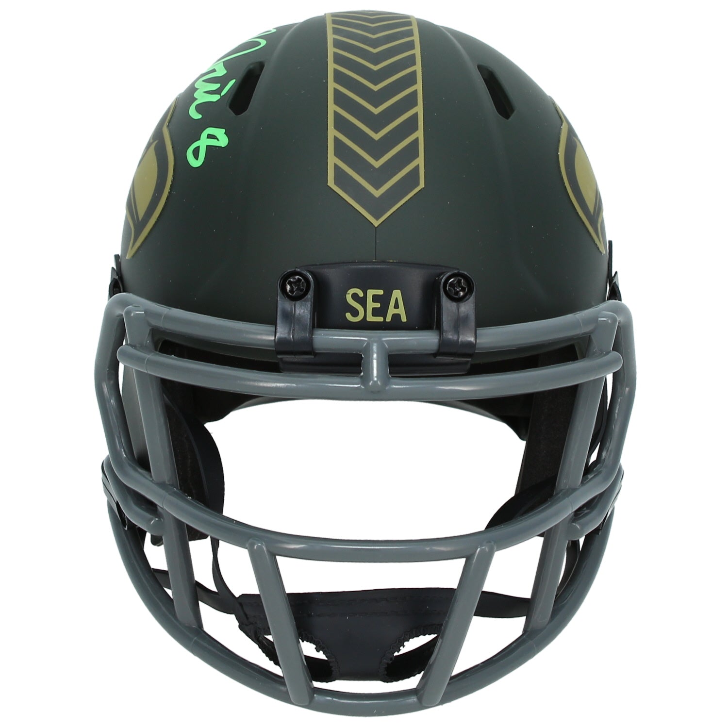 Jadarian Price Autographed Seattle Seahawks 2025 Salute to Service Speed Mini Helmet Beckett