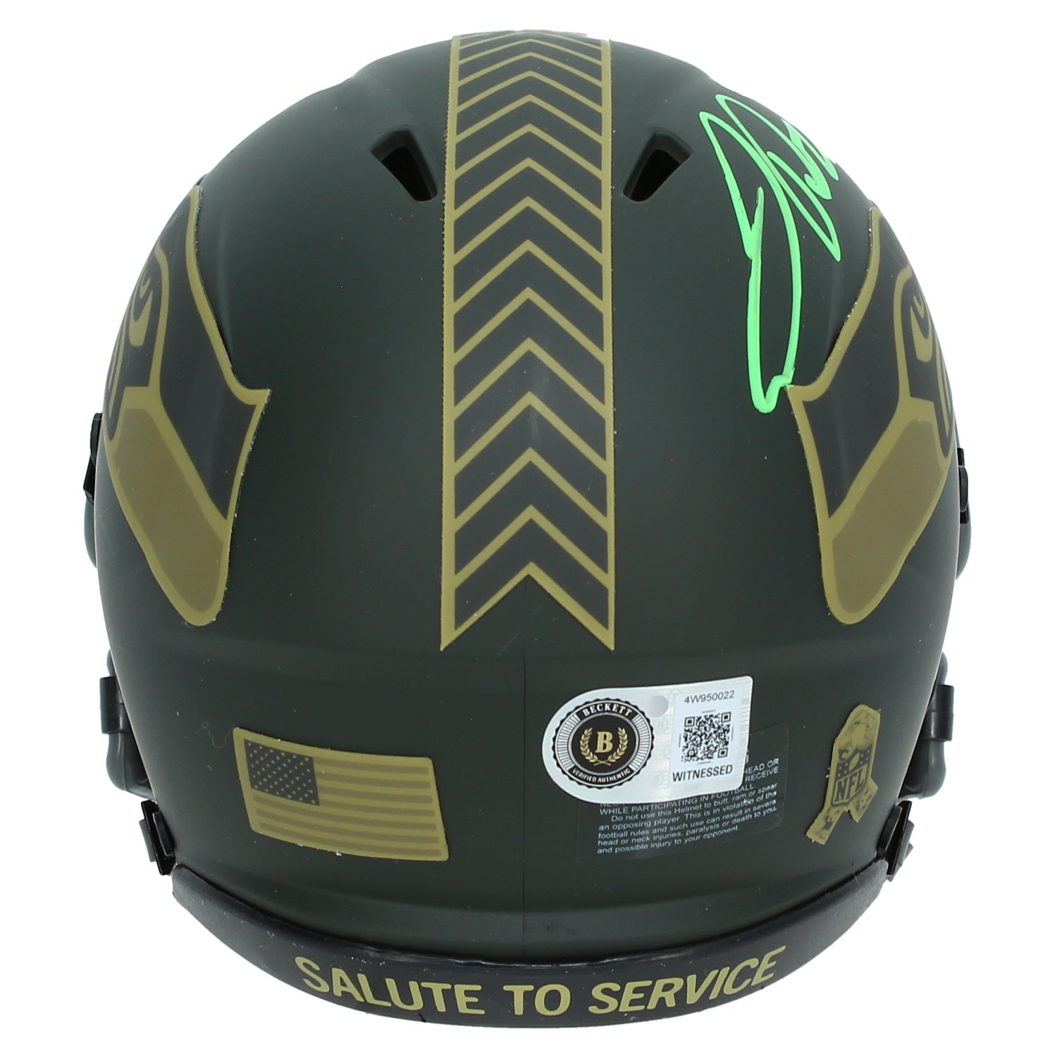 Jadarian Price Autographed Seattle Seahawks 2025 Salute to Service Speed Mini Helmet Beckett