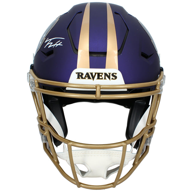 Trey Hendrickson Autographed Baltimore Ravens Purple 2024 Alternate Speedflex Authentic Helmet JSA
